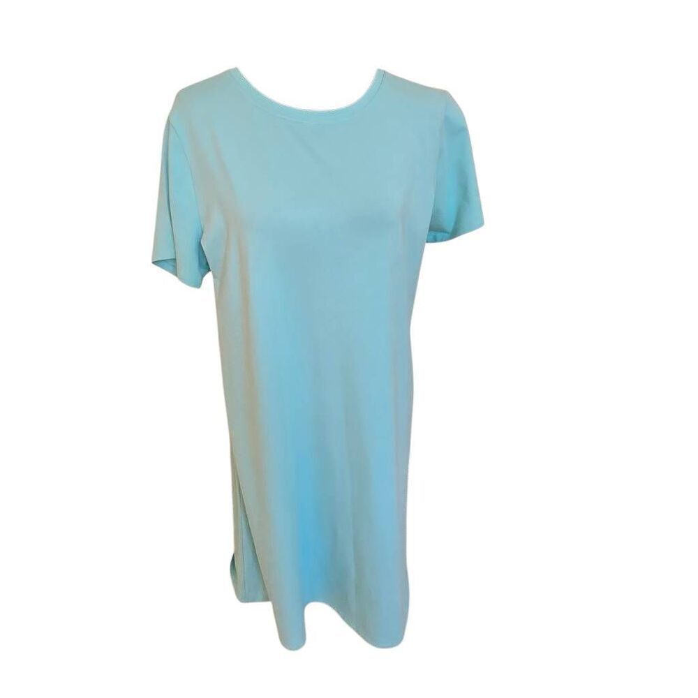 Eileen Fisher Womens Crew Neck Organic Cotton Shift T-shirt Dress Aqua Large